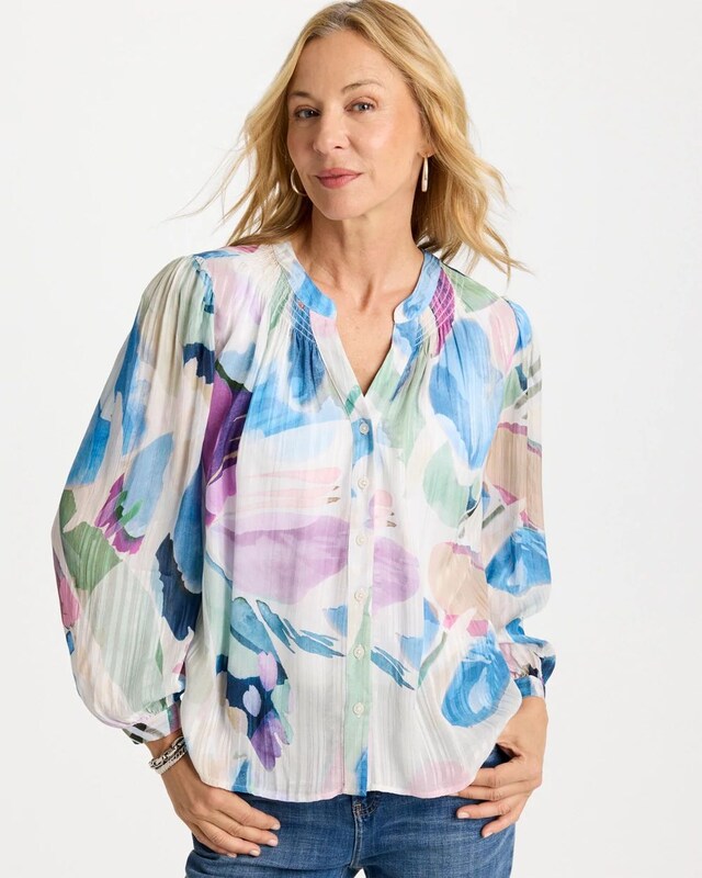 Blur Geo Button Front Blouse - image 2